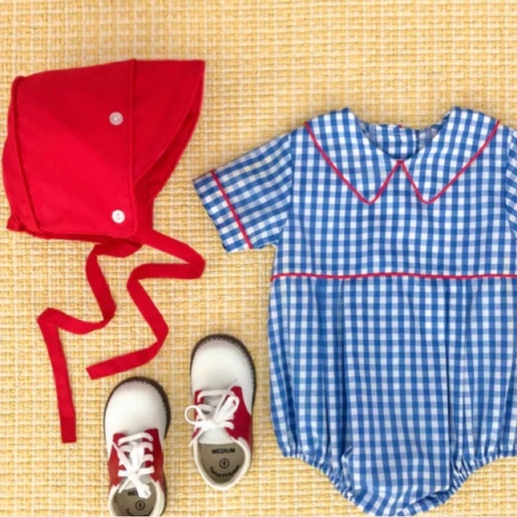 The Beaufort Bonnet Company Barringer Bonnet Richmond Red Velveteen S 3-6m NWT - Picture 3 of 12